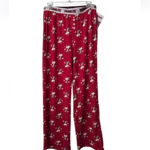 NWT Peanuts Snoopy & Woodstock Red Lounge Pants Valentines DAY